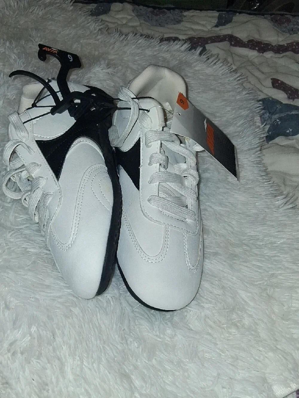 Avia White Sneakers with Black Accents - Lace-Up